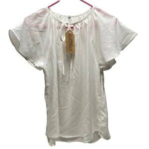 Sofie Blouse Women's Small White Lightweight Ruffle Sleeve Oh Baby Boutique NWT